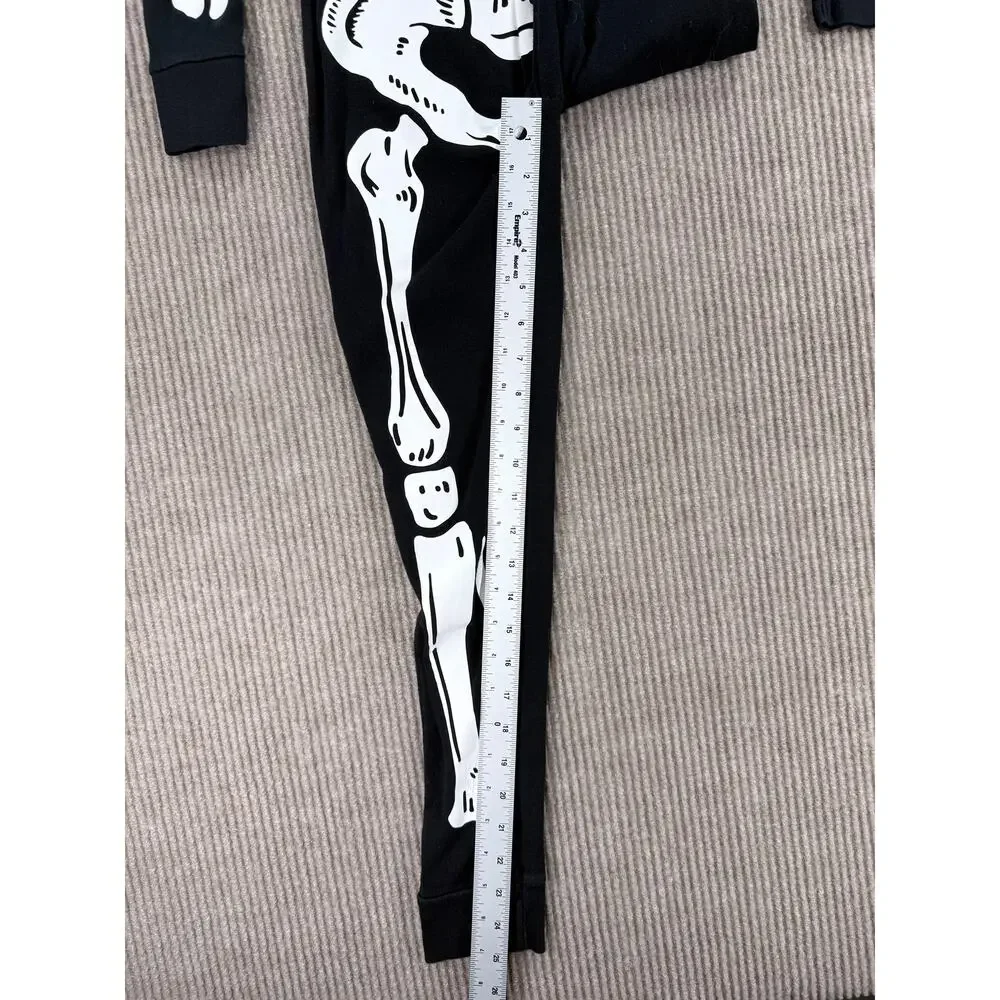Old Navy Kids XL 12 Skeleton One Piece Pajamas Halloween Snug Cotton